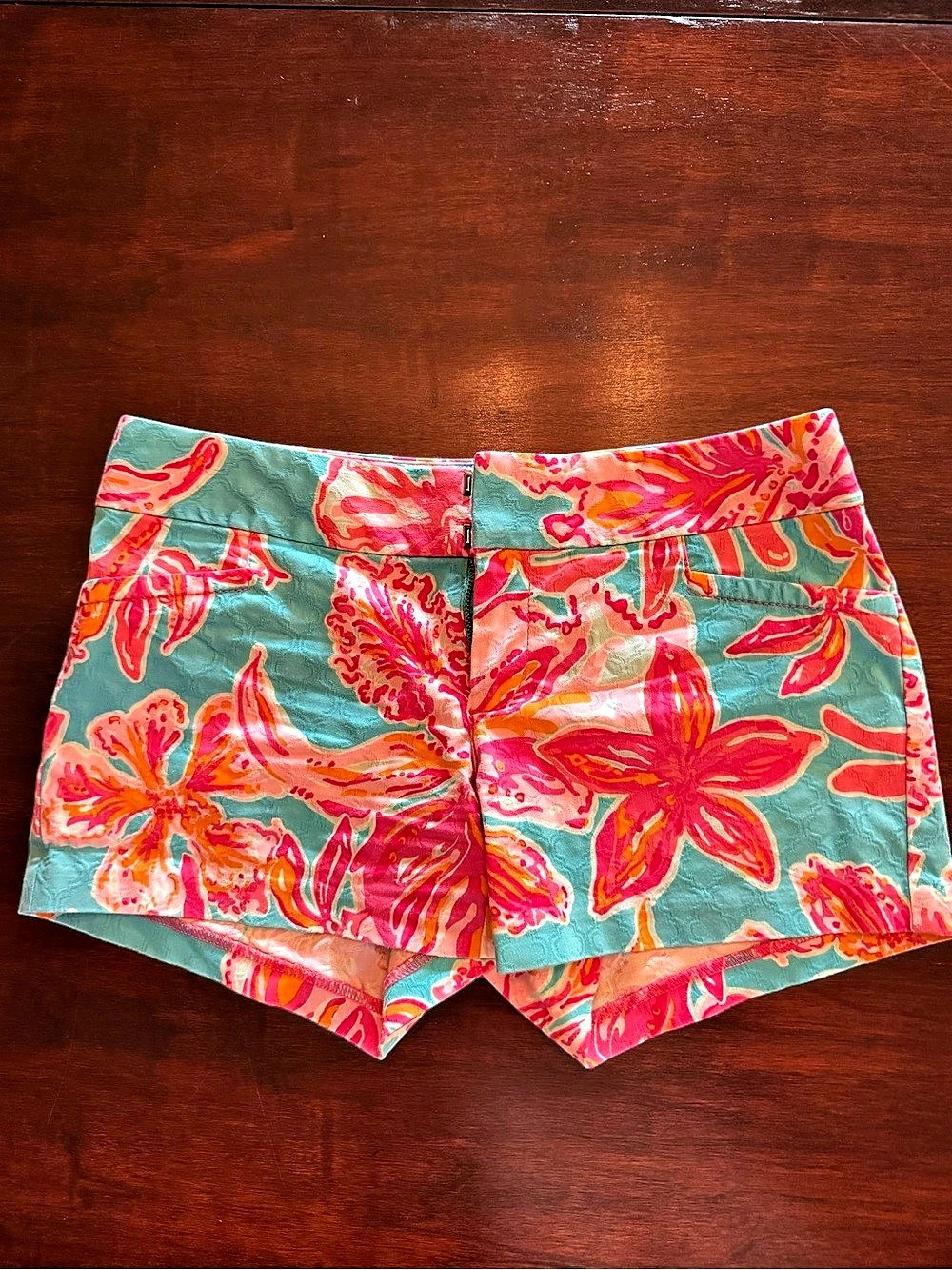 Lilly Pulitzer Floral High-Waist Shorts in Blue & Pink Size 2